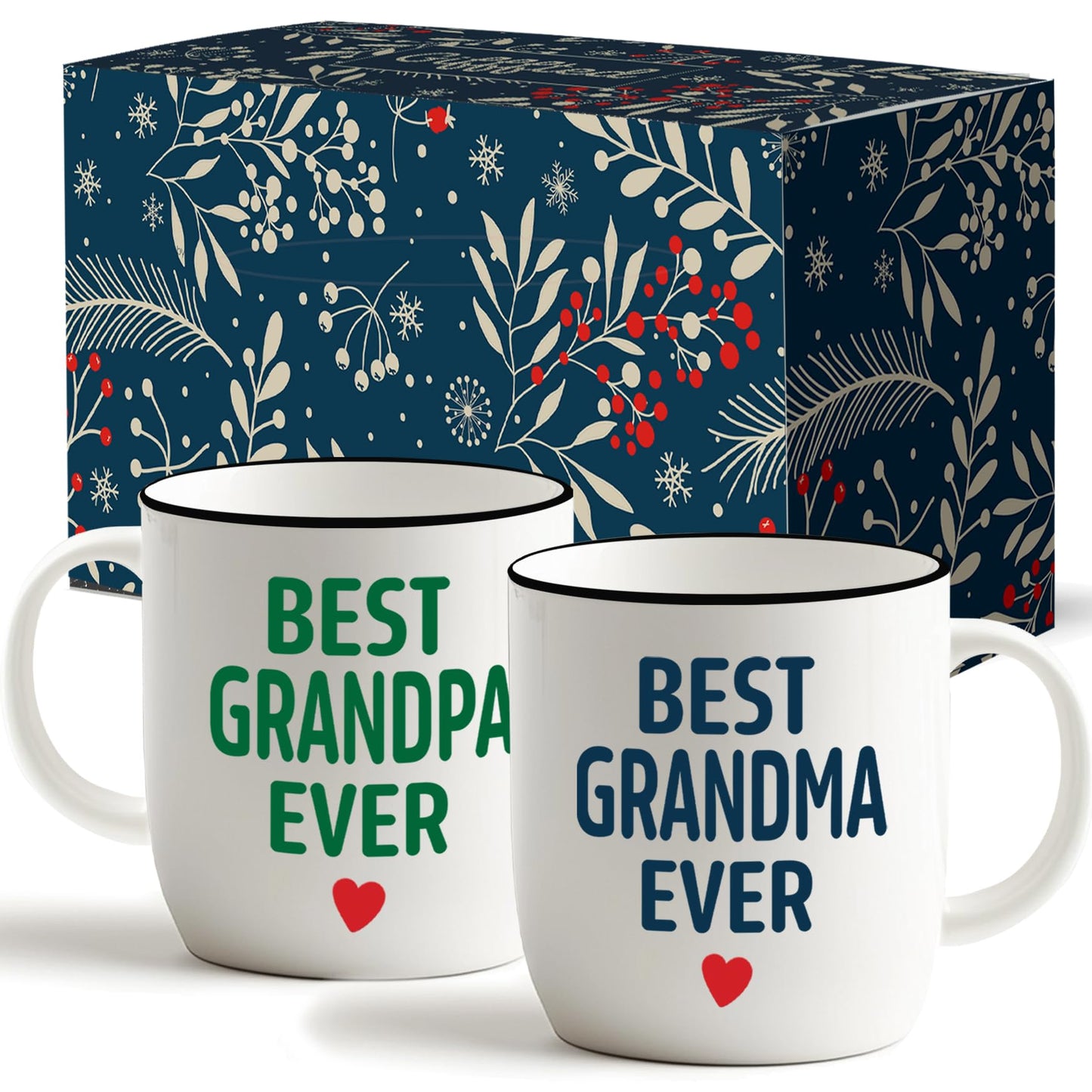 Triple Gifffted Worlds Best Grandparents Coffee Mugs for Grandma and Grandpa, Gifts Ideas From Grandkids, Grandchildren, New First Time Grandparent Announcement Christmas Valentines Day, Ceramic 380ml