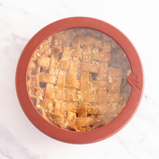 Food Huggers Replacement Lids for Glass Storage Containers | Silicone & Glass Lids that Don’t Crack | Fits Most Round Container Brands & Bowls | 100% Plastic Free | 1 Lid (X-Large), Terracotta