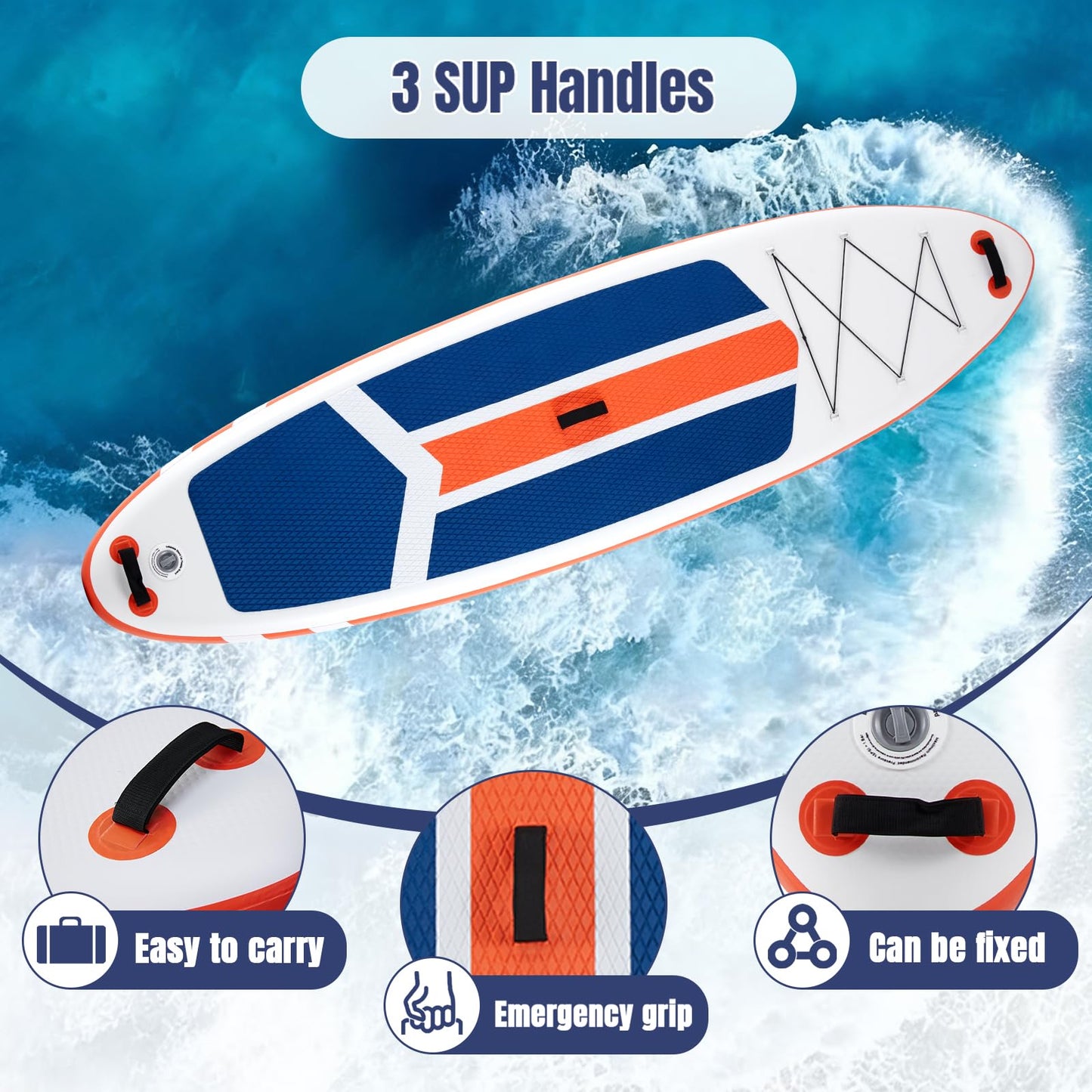 NEWBULIG 33" Inflatable Paddle Board SUP, Stand Up Paddle Board Blow Up with 3 Carry Handles, Non-Slip Deck Pad, Complete Kit with Pump, Leash & Backpack for Beginners/Adults