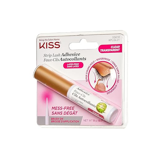 KISS Strip Eyelash Adhesive, Clear 0.176 Oz KPLGL01 (Pack of 2)