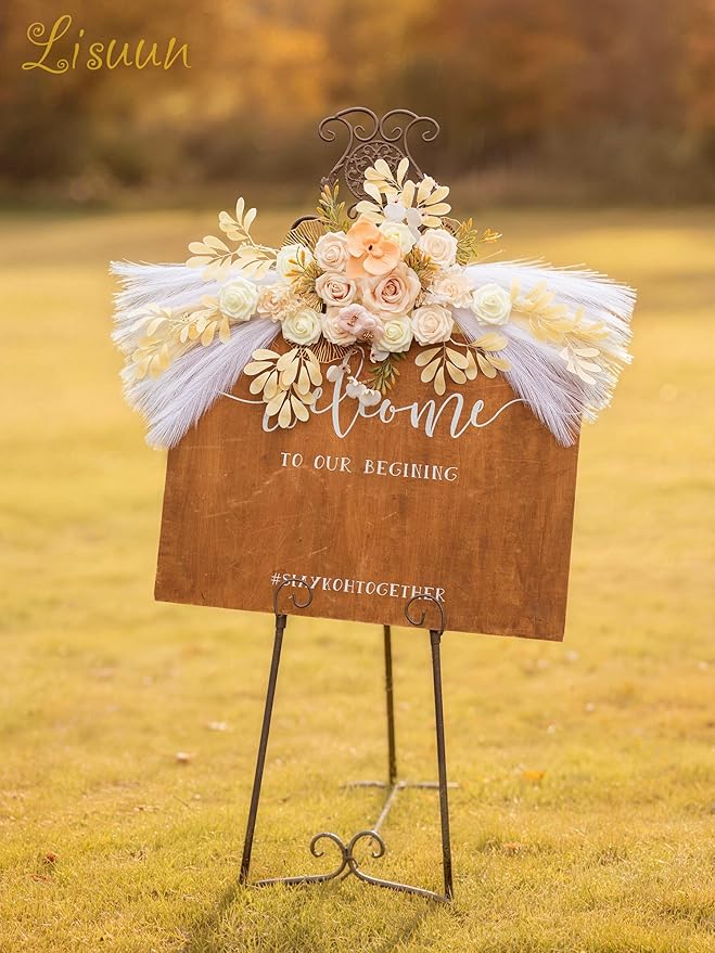 Wedding Arch Flowers, Artificial Flowers for Decoration, Large Flower Swag for Boho Styles Wedding Ceremony Floral Decor - Pack of 2