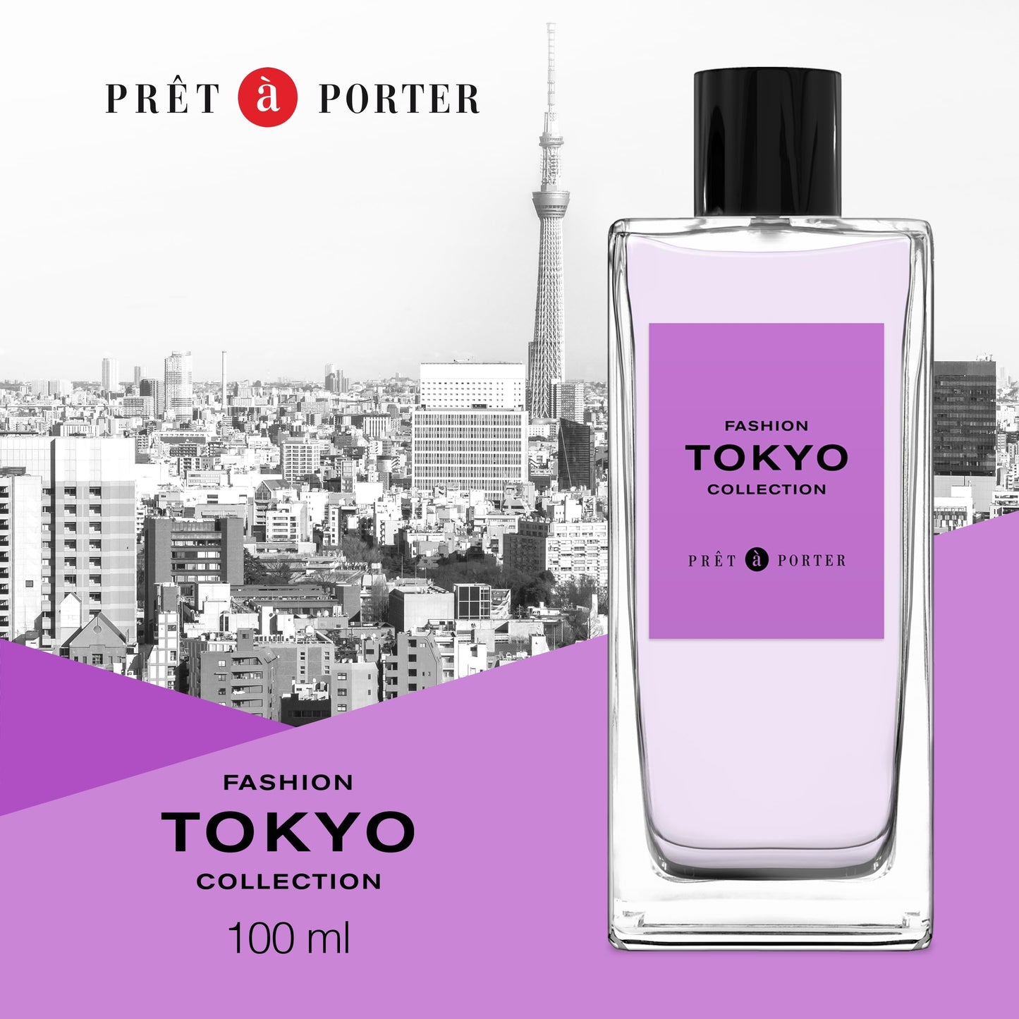 Pret à Porter City Collection Tokyo Eau de Parfum 3.4 fl oz (Pack of 1), Notes of Cherry Blossom, Peony, and Amber, Women's Fragrance, Long Lasting, Everyday Fragrance, Travel Size