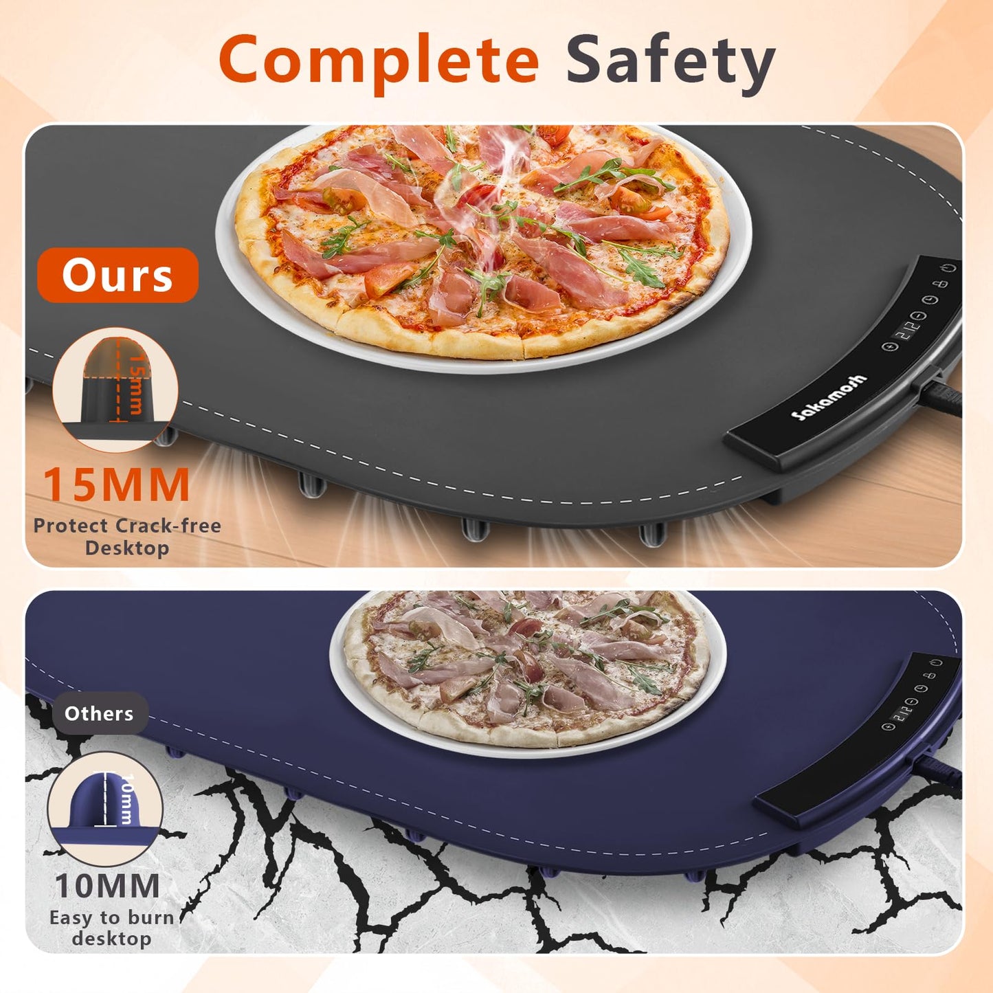 Electric Warming Mat for Food, 23"*16" Warming Tray with 7 Adjustable Temp, 10s Fast Heating, 4 Timer Settings, Child Lock, Portable Silicone Food Warmer for Gatherings, Parties, Home Daily Use, Grey