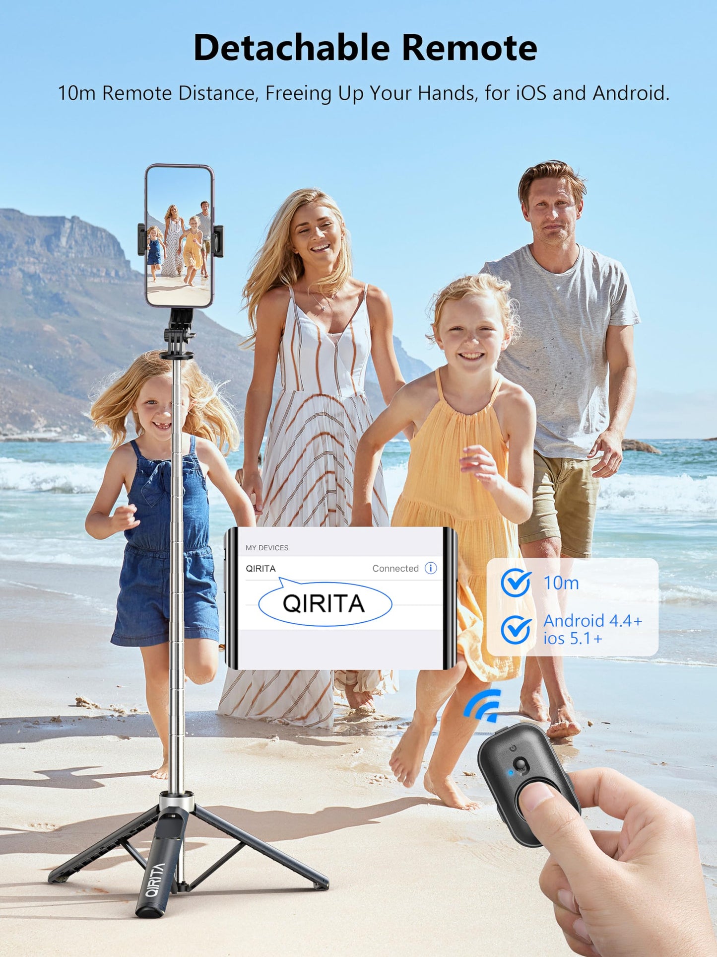 Selfie Stick & Phone Tripod, All In 1 Selfie Stick With Remote, Phone Travel Tripod Stand For Video Recording, Live Streaming, P