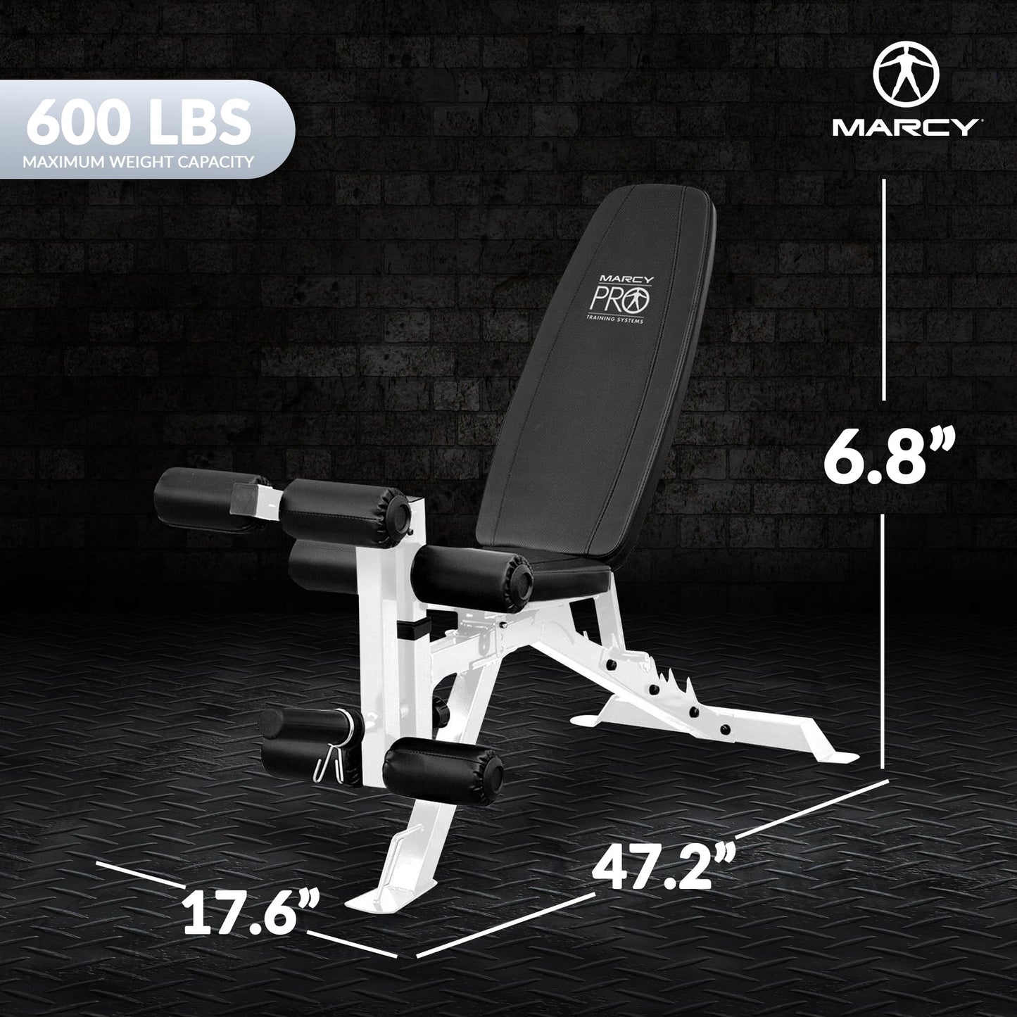 Marcy Foldable Full-Body Workout Bench with Adjustable 6-Position Backrest & Leg Extension - Compact Incline Decline Weight Bench Station for Home Gym Strength Training
