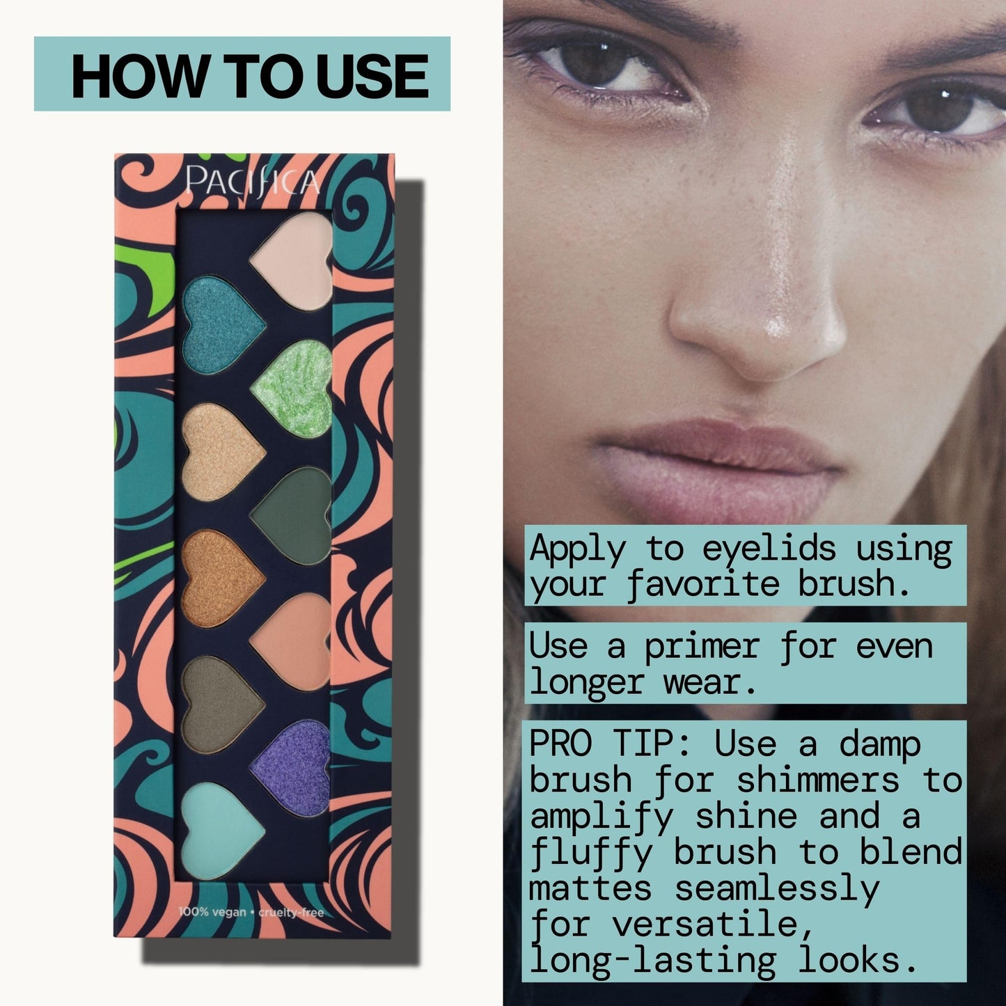 Pacifica Eyeshadow Palette – Waikiki, 10 Blendable Shades, Talc-Free, Vegan, 0.24 oz