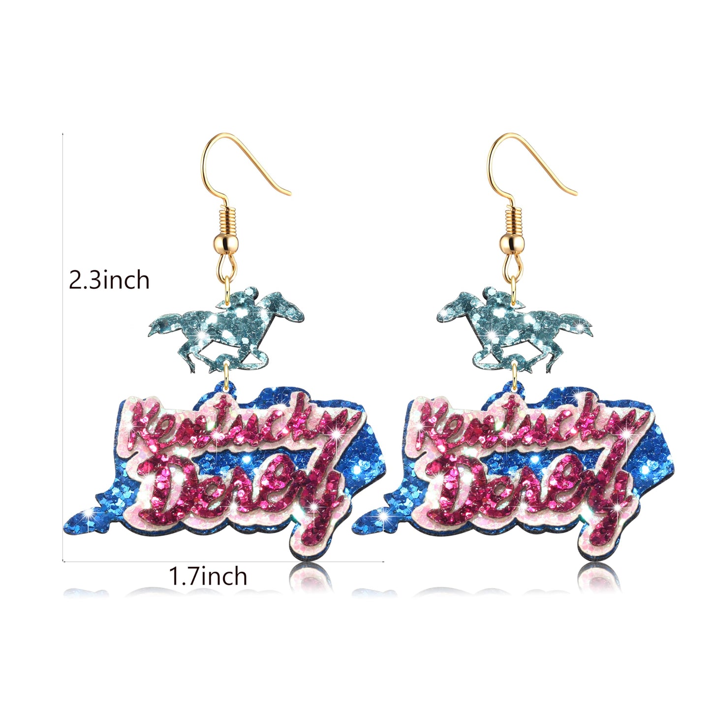 Kentucky Derby Race Horse for Women Western Acrylic Horseshoe Rose Flower Drop Dangle Earrings Fashion Jewelry Gift for Horse Ra