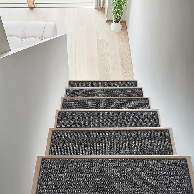 BEQHAUSE Stair Treads for Wooden Steps 28inX9in, Carpet Stair Treads Non Slip Indoor, Machine Washable Stair Runners for Kids Elders and Pets, Carpet for Stair Rugs Mat, TPE Backing, 15pcs, Charcoal
