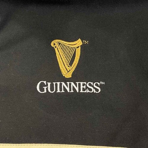 Traditional Craft Rugby Shirt for Men Ireland Long Sleeve Black Harp Tape (US, Alpha, Medium, Regular, Regular, Black)