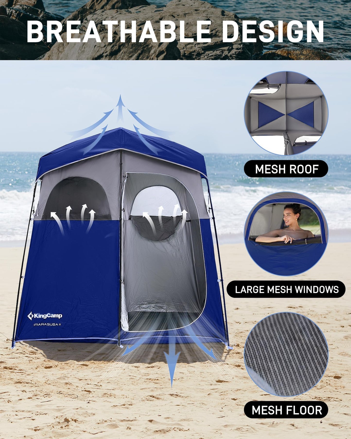 KingCamp Shower Tent, Portable Privacy Tent Outdoor Camping 1/2 Room Toilet Tents with Shower Bag & Dressing Room for Travel Beach Tailgate