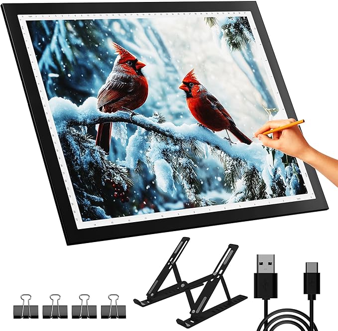 DONPODER A3 Light Pad for Diamond Painting with Stand, Diamond Art Light Board 5500 Lux,Tracing Light Box 10 Levels/Steple...