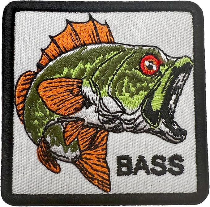 Largemouth Bass Fishing Outdoor Adventure Patch, Iron-on/Sew-on Patches Badge Embroidered Applique Funny Patch for Trucker...