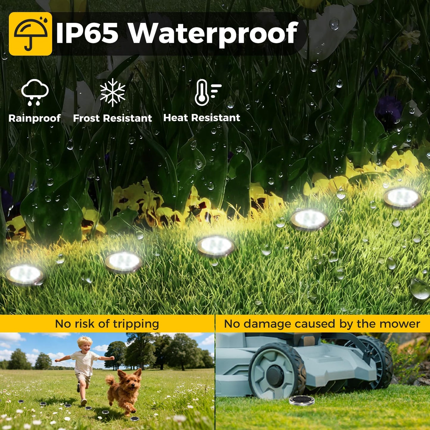 inkgear 20 Pack Solar Ground Lights Outdoor, 8 LED Mini Flat Solar Disk Lights, IP65 Waterproof Anti-Rust Disc Light, Landscape Lighting for Garden Pathway Yard Walkway Driveway Lawn,Cool White