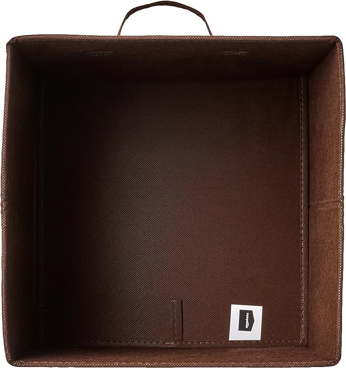 Amazon Basics Cube Organizer Storage Bins Handles, Collapsible Fabric, Pack of 6, 10.5"x10.5"x11", Brown