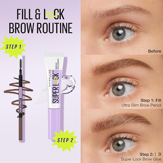 Maybelline Express Brow Ultra Slim Eyebrow Makeup, Brow Pencil with Precision Tip and Spoolie for Defined Eyebrows, Black, 1 Count