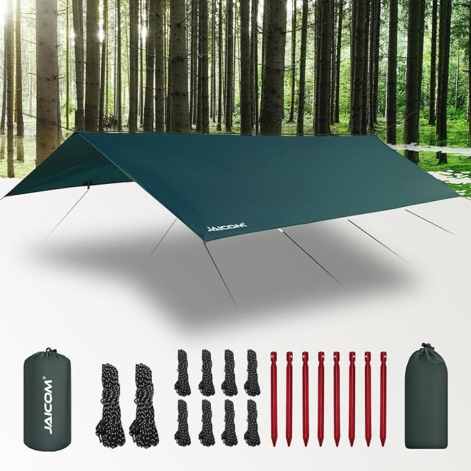 JAICOM Waterproof Camping Tarp - 10X16.4ft Hammock Rain Fly, Ultralight & Portable & UV Protection Backpacking Tarp, Multi...