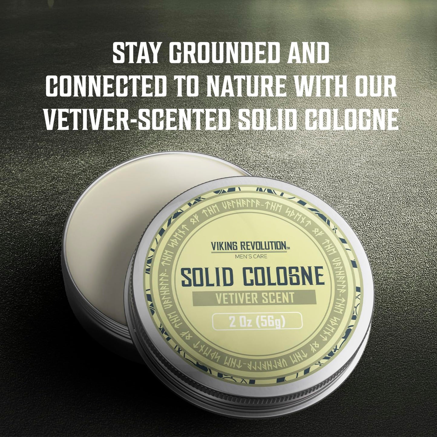 Viking Revolution Vetiver Mens Solid Cologne Men 2 Oz - Men Solid Perfume with Vetiver Cologne for Men - Balm Cologne for Mens Cologne Balm Travel Cologne Wax (1 pack, Vetiver)