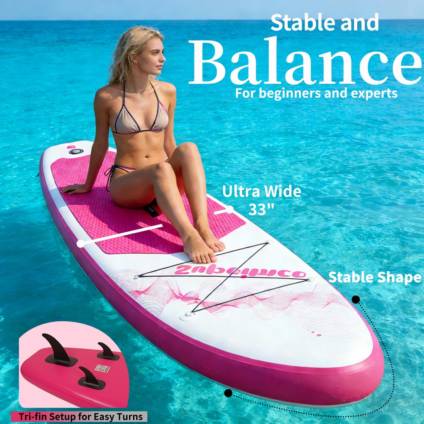 SUPEIMCO 10'6" Inflatable Stand Up Paddle Board - Upgraded Hot Melt Tech, Anti-Slip EVA Deck, Full Accessories for All Skill Levels (Adults & Youth)