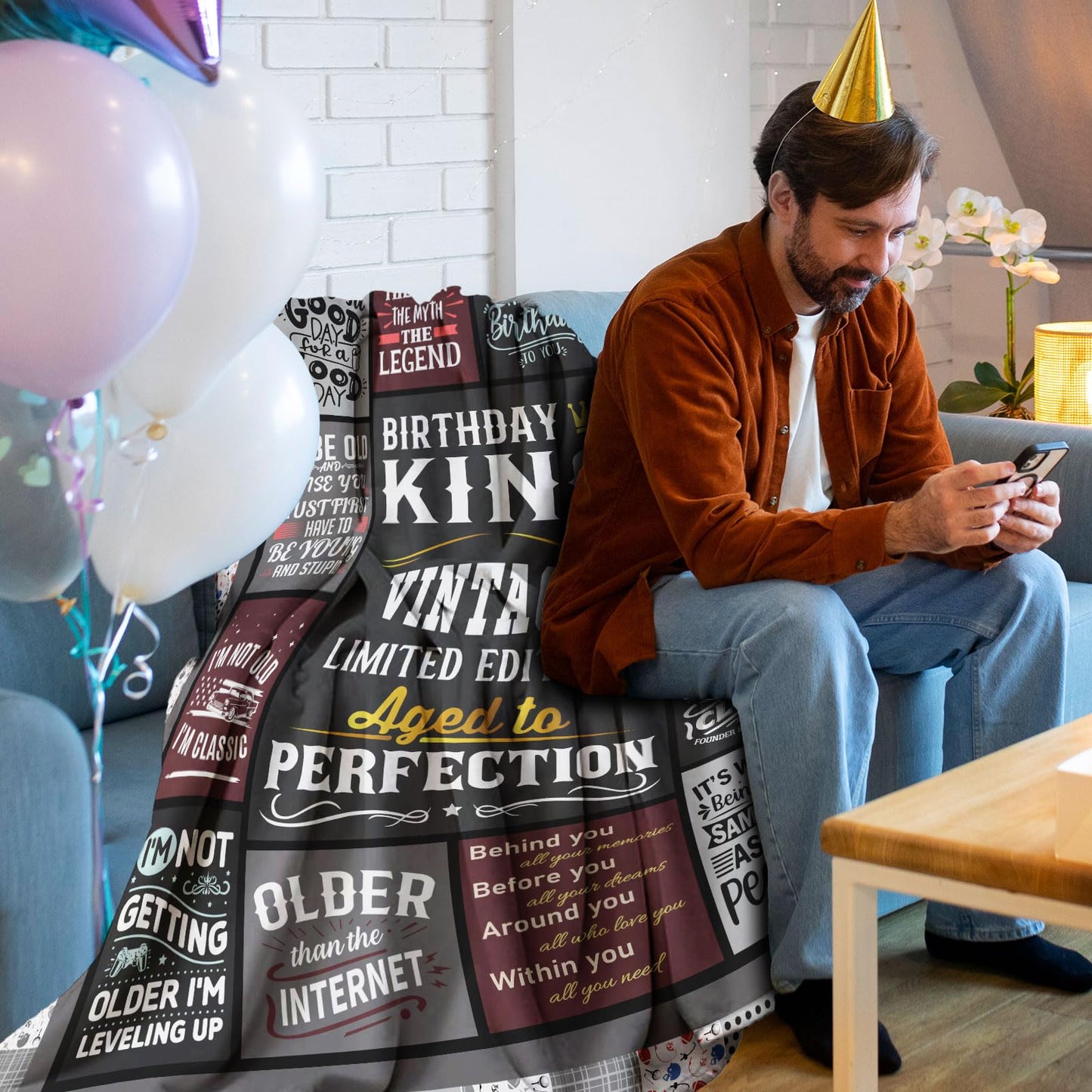 Birthday Gifts for Men/Dad/Him/Boyfriend/Fiance/Husband/Male, Men Gifts for Birthday, Men's Birthday Gift Ideas, Happy Birthday Decorations for Men, Gifts for Man Bday Unique Throw Blanket 60"X50"