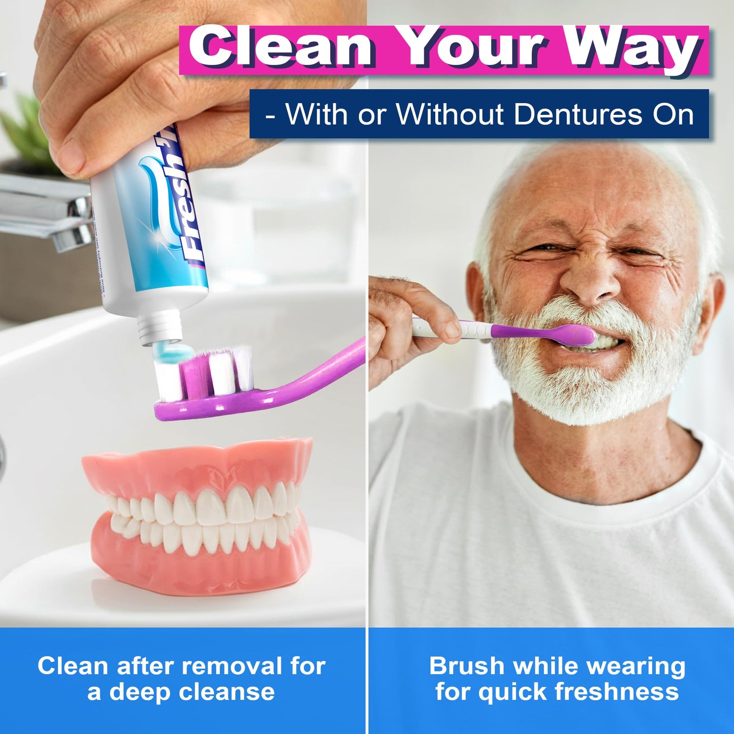 The Natural Dentist Fresh 'n Brite Denture Cleaner Paste—ADA Accepted Dual Action Formula for Fresh Breath & Gentle Care of Full & Partial Dentures, 1 Count