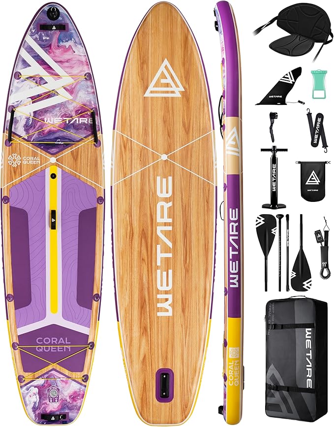 WETARE 11'6"x35" Inflatable Paddle Board, 450lbs Extra Wide Stand Up Sup Board for Adults, Blow Up Paddleboard Kayak Non-S...