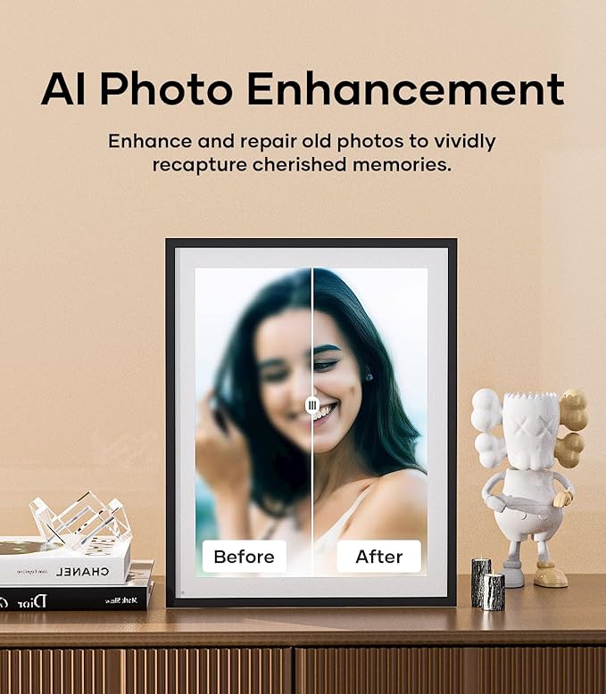 Cozyla 17'' Large Digital Picture Frame WiFi AI-Enhanced Free Unlimited Storage Wall Mount Share Photo＆Video via Apps Smart Digital Photo Frame Electric Picture Frame Slideshow Display Mat