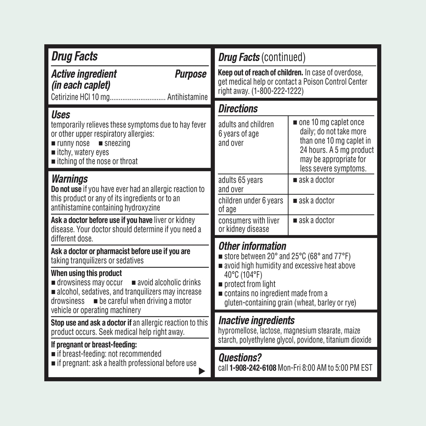 ValuMeds 24-Hour Allergy Medicine Antihistamine for Pollen, Hay Fever, Dry, Itchy Eyes, Allergies | Cetirizine HCl 10mg Caplets, Compare to Leading Brand (500 Count)