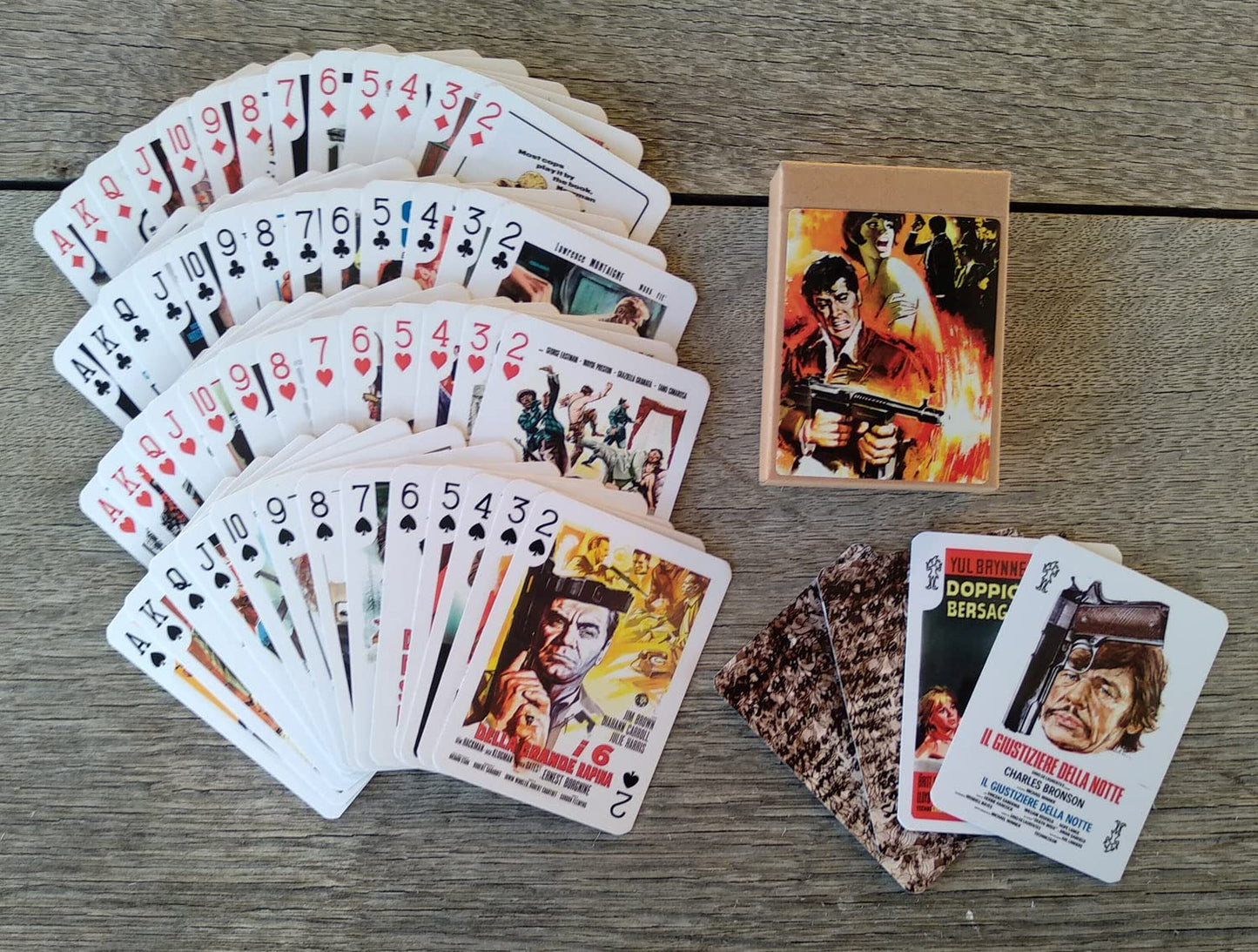 FLONZGIFT Crime Movies Playing Cards (Poker Deck 54 Cards All Different) Vintage Movie Posters Crime Detective Action Movies Film Noir