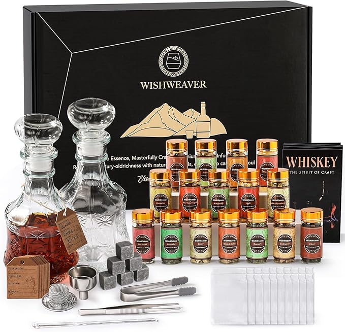 Alcohol Infusion Kit,16 Natural DIY Whiskey Making Kit for Infusing Bourbon,Rye, Gin, Vodka,Tequila, Rum with Custom Botan...