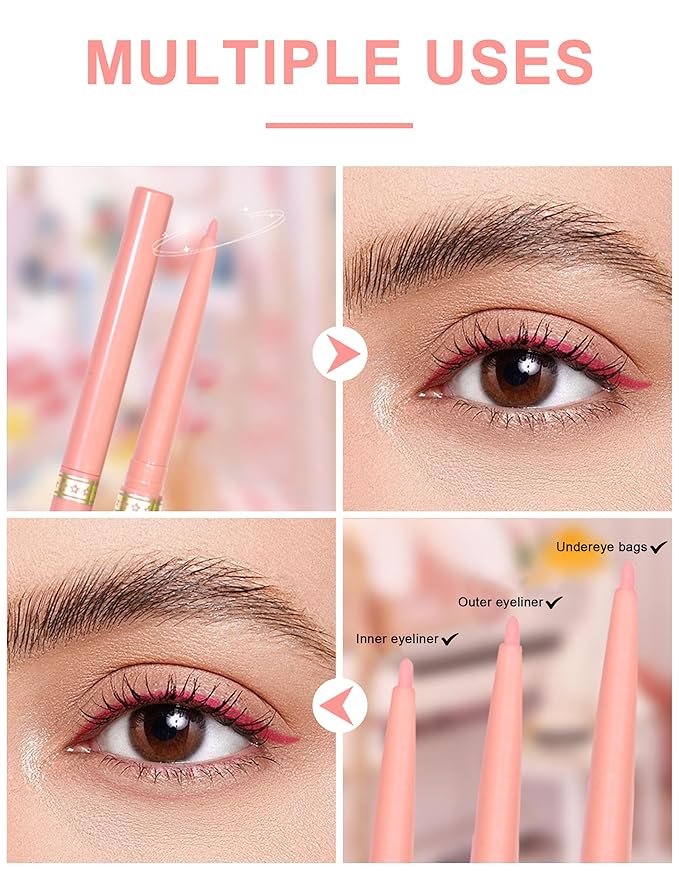 2PCS Dark Brown Gel Eyeliner Pencil, Waterproof & Smudge Proof Eyeliner, Colorful Eyeliner Gel Pen, Soft and Smooth Texture, Hypoallergenic Eye Liner Pen Makeup for Women