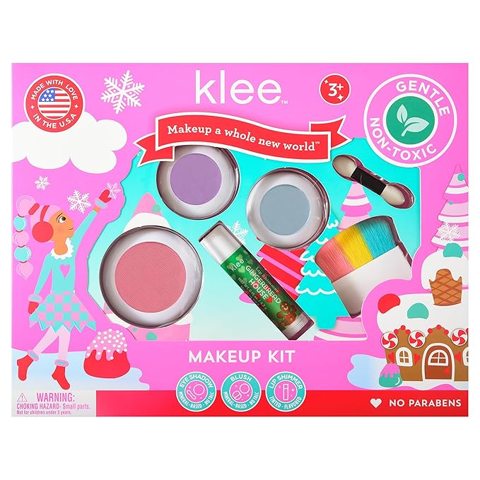 Klee Naturals Holiday Makeup Kit. Gentle and Non-Toxic. Perfect for Kids and Tweens. Made in USA. (Snazzy Santa)