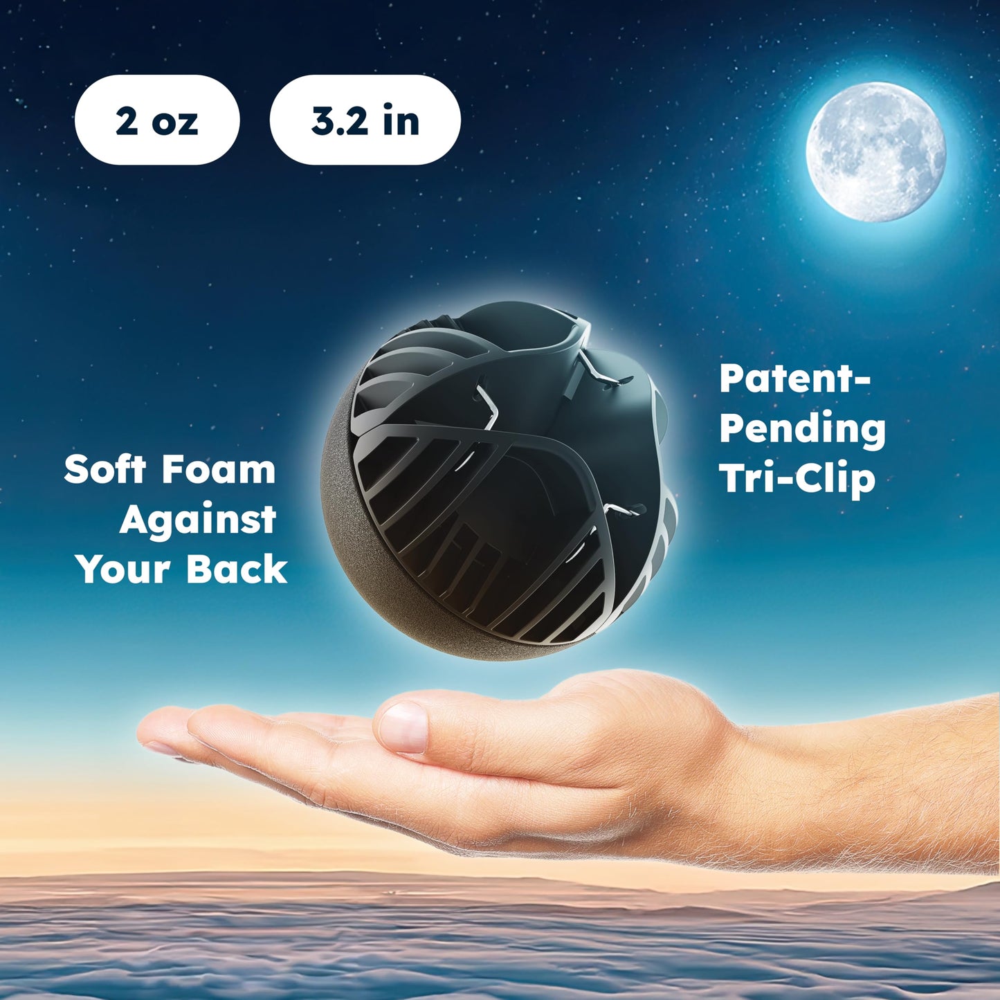 Ball for Side Sleep Posture - Calma Clip v2 by Whole Nights, Sleep Aid for Back Snorers, Anti Snoring Device, Attaches to Any Clothes and Keeps You in a Healthy Sleeping Position