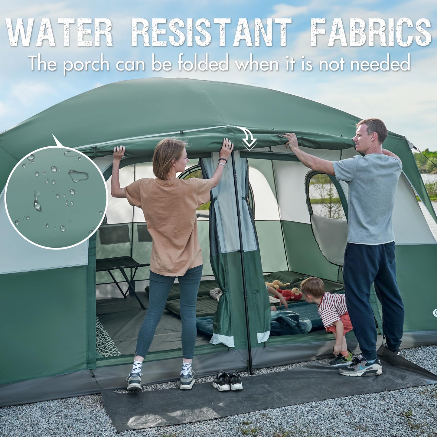 PORTAL Camping Tent, 10 Person Instant Cabin Tent with Rainfly, Large Mesh Windows & Upgraded Ventilation, Portable Big Tents with Carry Bag for Family Outdoor, Backpacking, Hiking