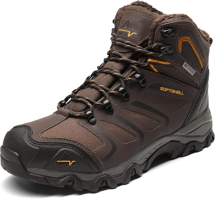 NORTIV 8 Men's Hiking Winter Snow Boots Outdoor Waterproof Lightweight Shoes Armadillo-Fur