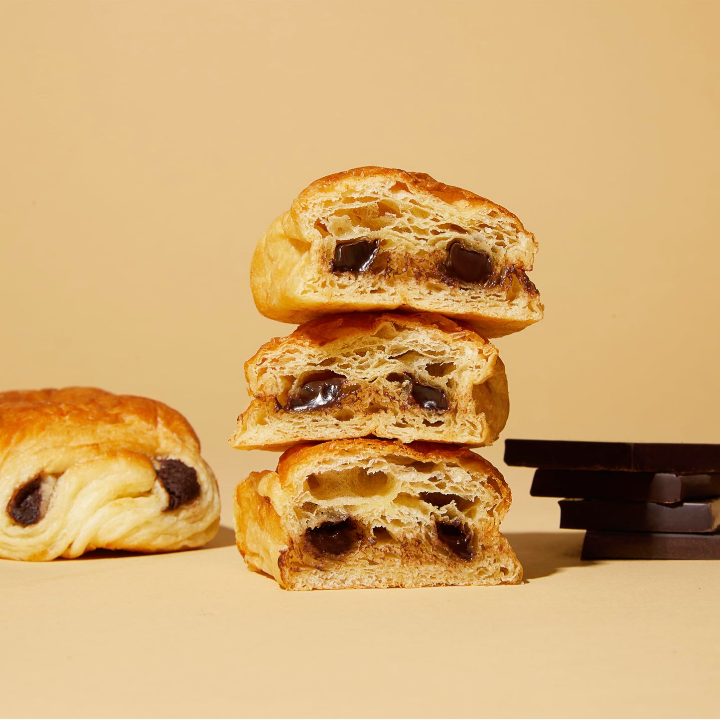 bakerly Chocolate Croissants with Real Chocolate, Non GMO, Free from Artificial Flavors & Colors, Pack of 4, 6-count (24 Total Croissants)