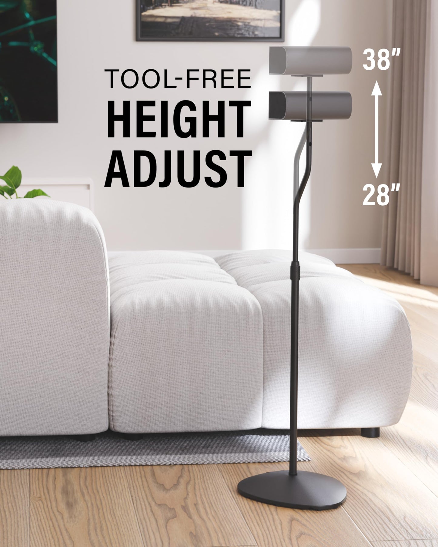 SANUS Speaker Stands Pair - Adjustable Height Speaker Stands for Satellite & Bookshelf Speakers up to 3.5lbs - Tool-Free Adjustment & Easy DIY Assembly