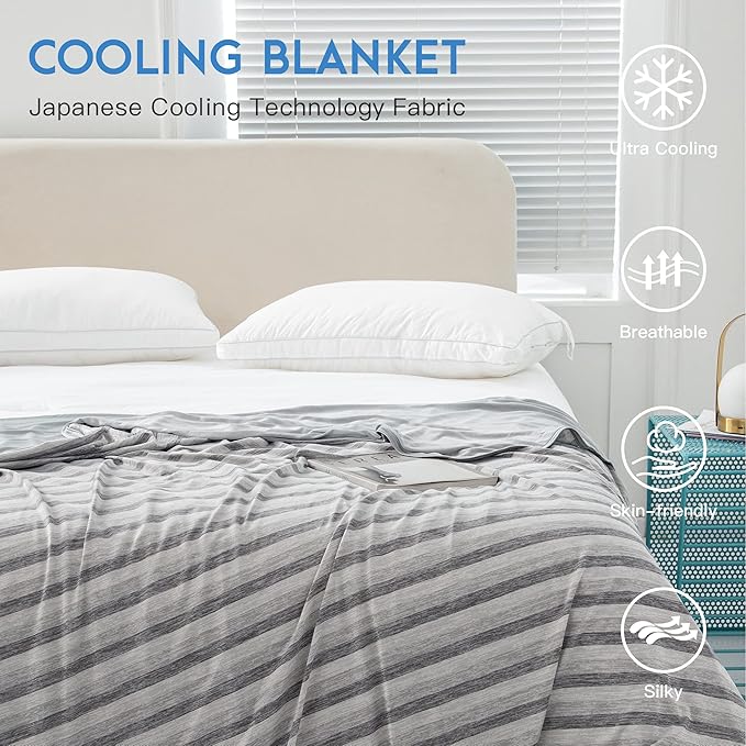 AmyHomie Cooling Blanket,90"x90"Queen Size,Summer Blankets with Double Sided Cold Effect, Arc-Chill Q-Max>0.5 Cool Fiber, Breathable Lightweight Blankets for Hot Sleepers Night Sweats