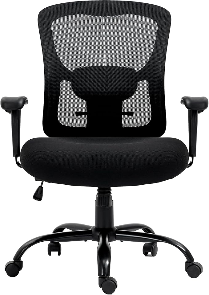 Bigroof Home Office Chair Ergonomic Mesh Desk Chair 400lbs with Adjustable Lumbar Support Arms High Back Wide Seat Task Executive Rolling Swivel Chair for Women Men, Heavy People