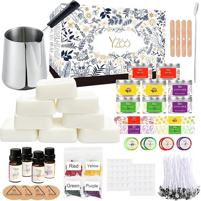 Complete Candle Making Kits for Adults Beginners, DIY Candle Making Supplies Include Soy Wax,Wax Melter,Scents,Dyes,Wicks,...
