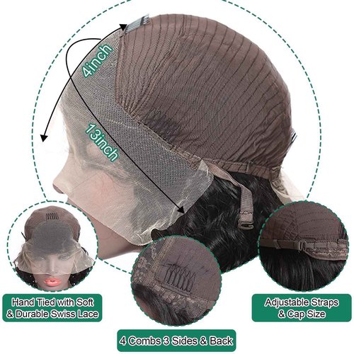 Douyin Body Wave Lace Front Wigs Human Hair Pre Plucked 24 Inch 180% Density 13x4 HD Lace Front Wigs For Women Human Hair Wigs Glueless Transparent Frontal Wig Natural Black Color