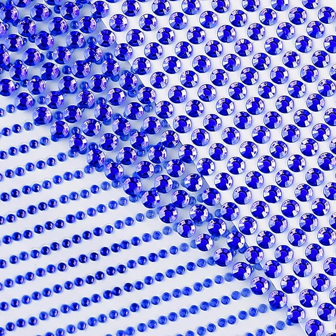 3090PCS Self Adhesive Pearl Stickers 3/4/5/6mm with Dark Blue Gem Rhinestones Stickers for Face, Stick on Body Crystal Jewels Makeup Glue for Face Eye Hair Nails Make up and Craft Home Decor