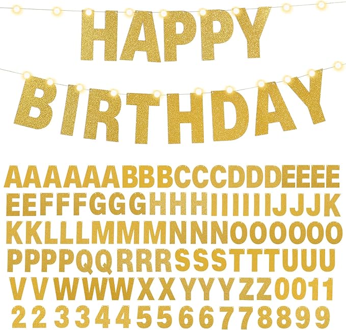 TaoBary 112 Pcs DIY Letter Kit Glitter Customizable Banner Letters Include 107 Letters and Numbers 3 Rope and 2 Needles fo...