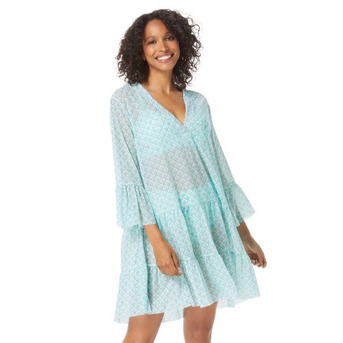 COCO REEF Enchantment Loose Fit Summer Dress – Swimsuit Cover Up Tunic for Resort, Cruise, or Beach Vacation, Blue, Small
