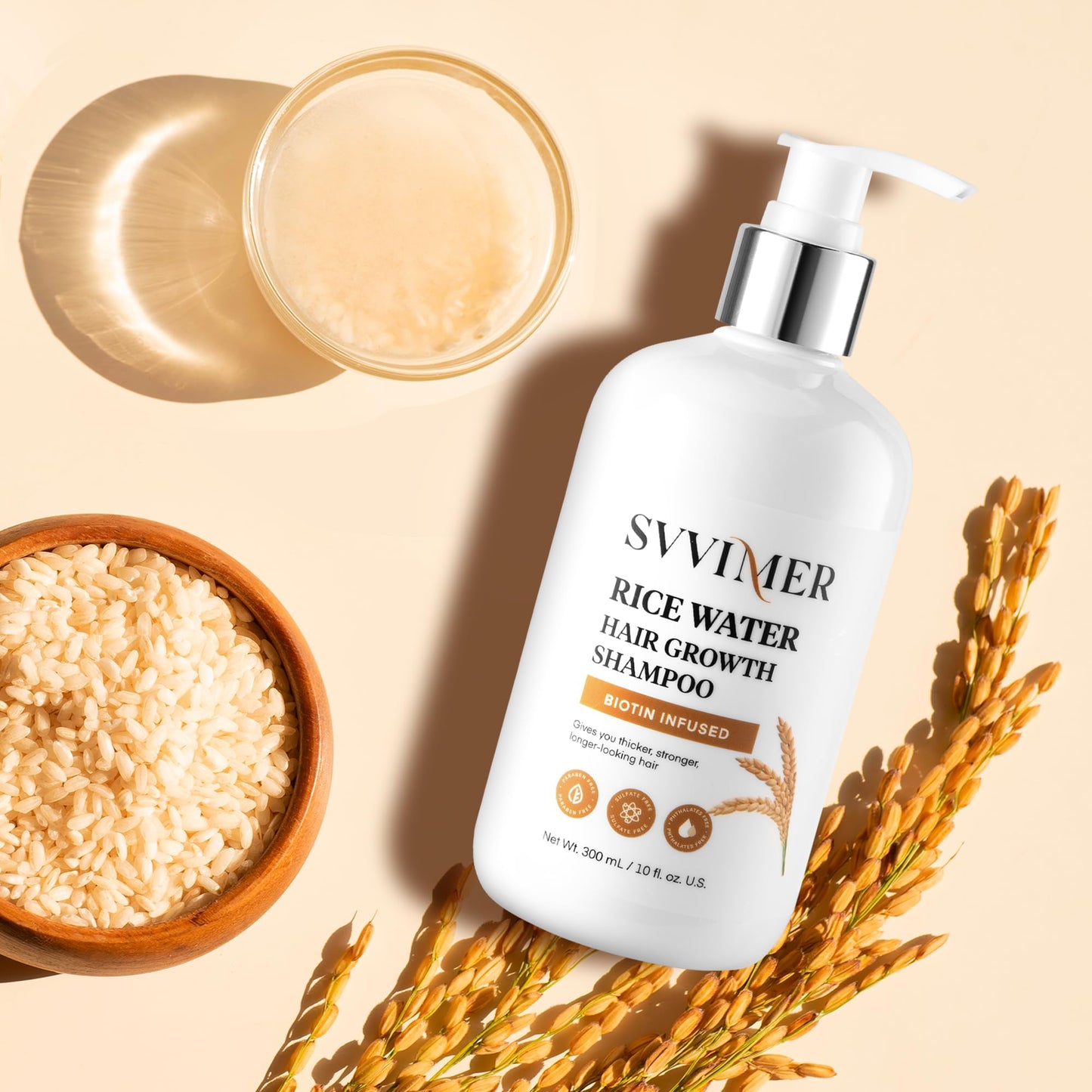 Svvimer Rice Water Hair Growth Shampoo - Thickening Shampoo with Biotin for Hair Loss and Thinning Hair