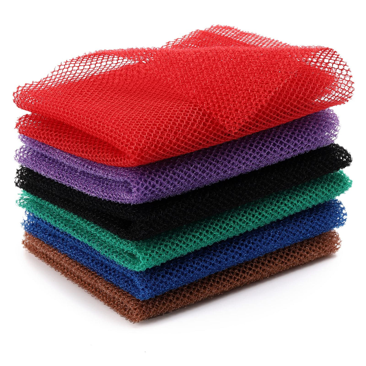 BTYMS 6-Piece African Net Sponge Long African Exfoliating Shower Loofahs Bath Wash Cloth Scrubbing Body Scrubber Back Scrubber S