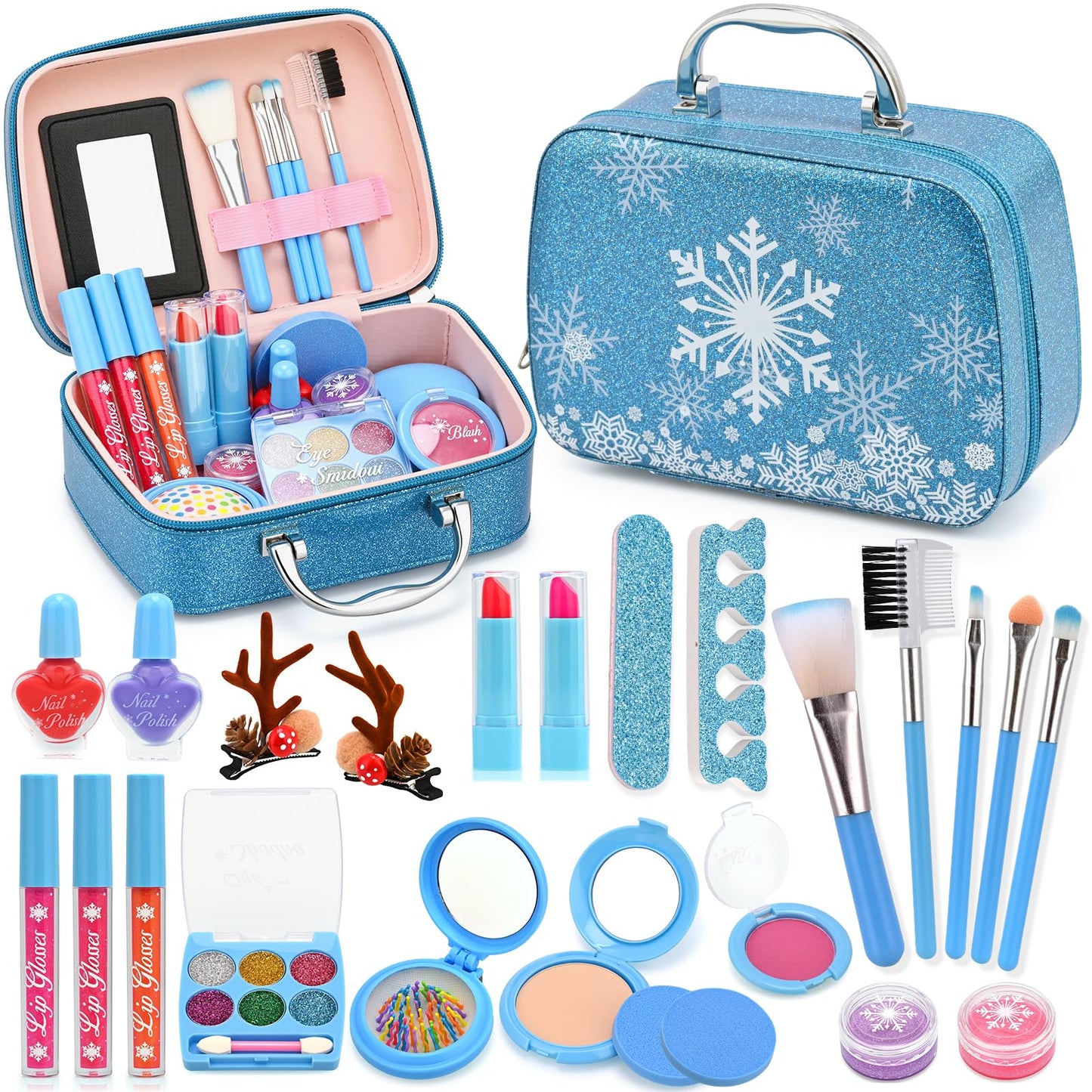 ACGASK Real Washable Makeup Kit for Girls - Non-Toxic Kids Play Make Up Set Toy for Toddlers Children, Princess Toys Birthday & Christmas Gift ideas for 5 6 7 8 9 10 11 12 Year Old Girls