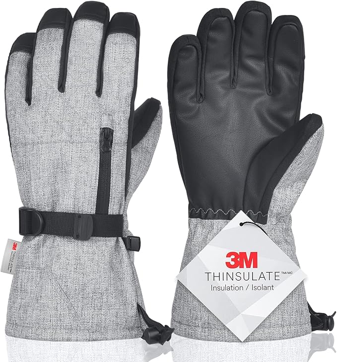 Magelfarm Unisex Waterproof Touchscreen Ski Gloves for Men Women, 3M Thinsulate Winter Snow Gloves with Pocket