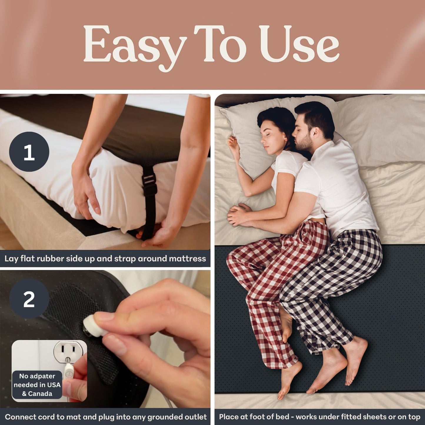 Grounding Mat for Bed (King/Queen/Full/Twin) - Earthing Grounding Pad, Soft Breathable Conductive Carbon Sleep Mat, Better Sleep & Muscle Relaxation, Anti-Slip Durable, Easy Setup, Gift Box Included