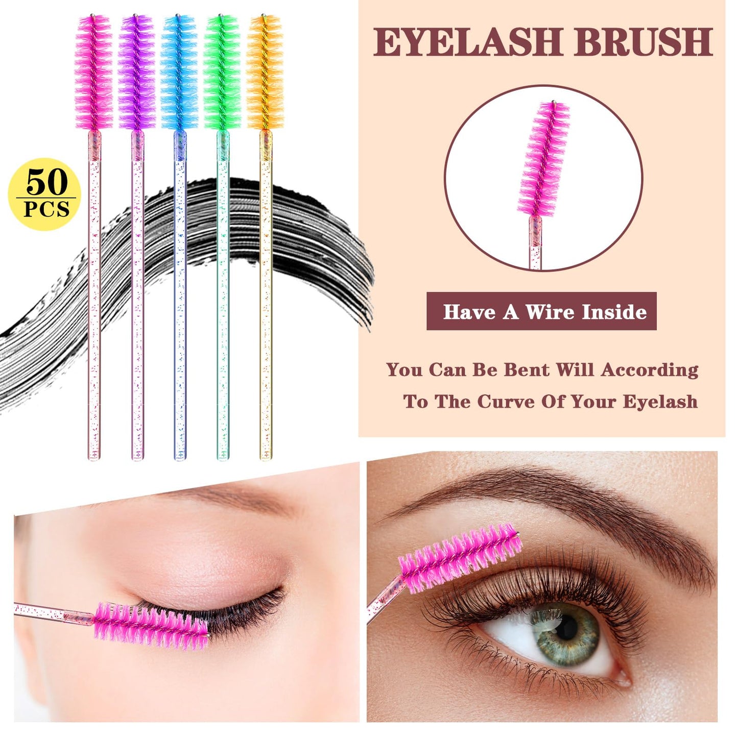 232 Pcs Lash Lift kit, 50 Lash Lift Rods Silicone Eyelash Pads 2 Eyelash Separator Tool with Separation Comb 100 Micro Swabs 50