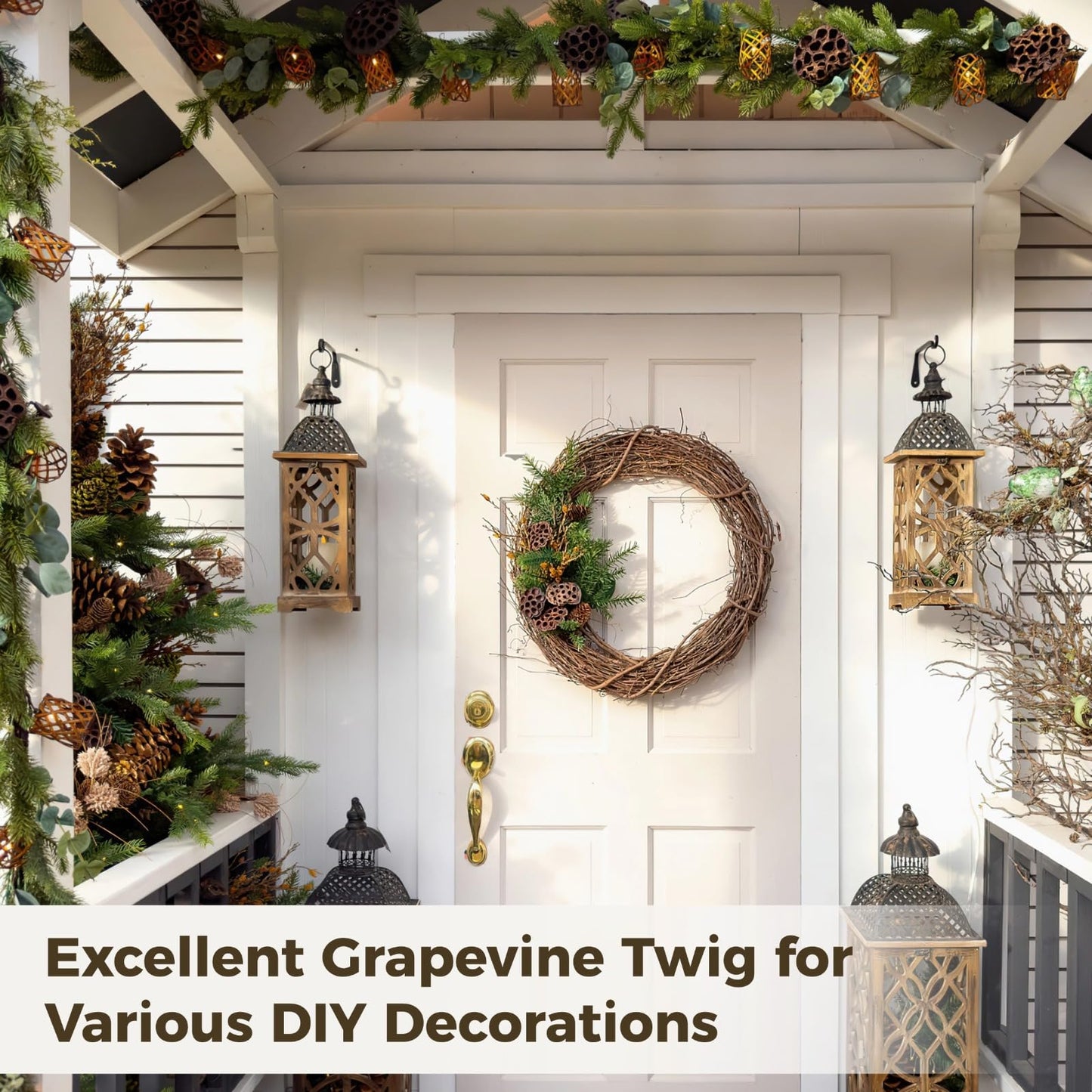 4 Pcs Grapevine Wreath 12 inch - DIY Crafts Natural Grapevine Twig Vines, Vines Garland Wreaths for Wedding House Holiday Door Vase Wall Decor